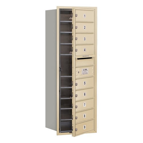 4C Horizontal Mailbox - 11 Door High Unit - Single Column - 9 MB1 Doors - Sandstone - Front Loading - USPS Access