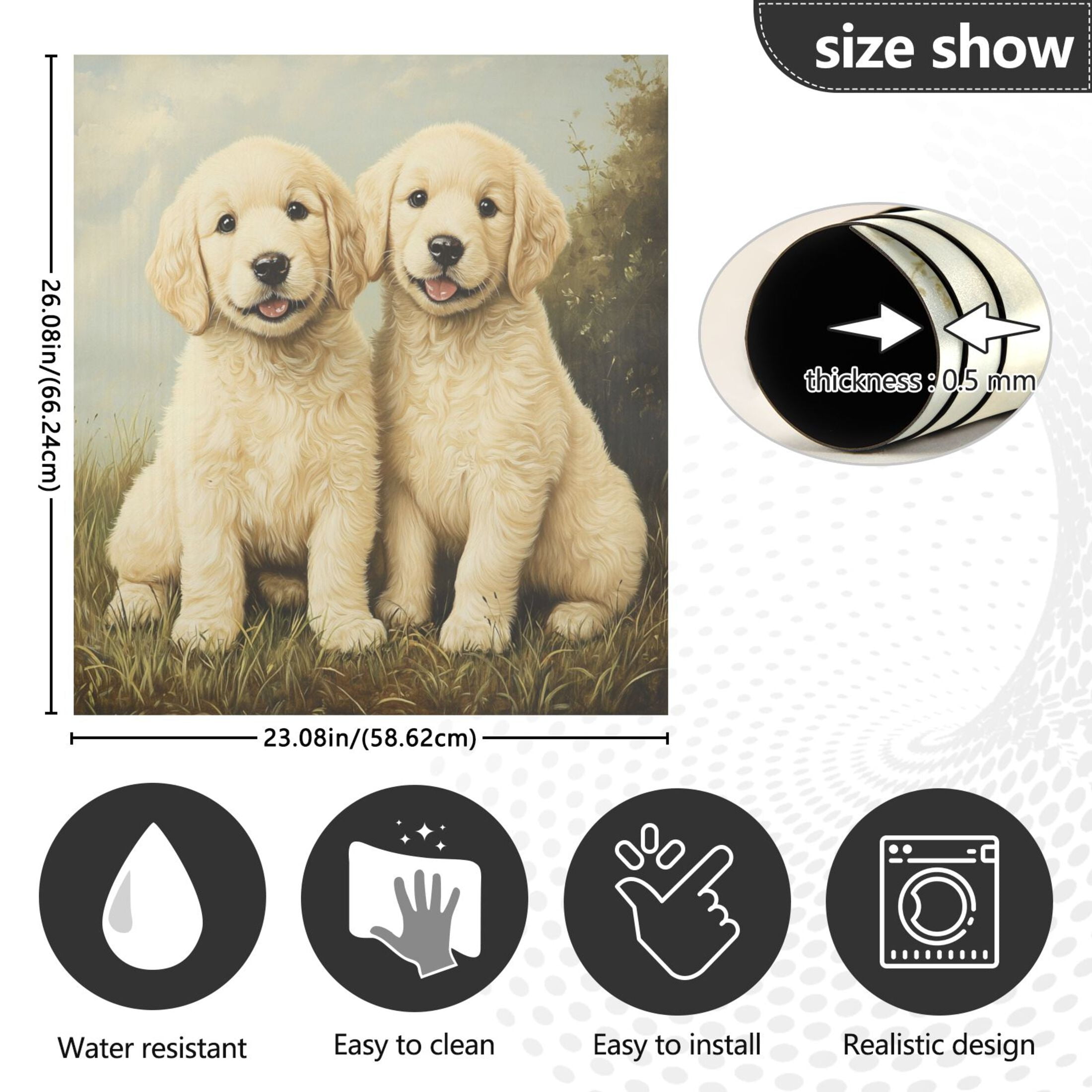 Dishwasher Magnetic Sticker 23x26 Inch Refrigerator Magnetic Sticker Washing Machine Magnetic Sticker Kitchen Panel Magnetic Sticker Home Decor Two White Dogs