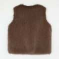 thumbnail image 7 of Sexlip Women Faux Fur Waistcoat Fashion Winter Fuzzy Sleeveless Open Front Outwear Gilet Casual Short Vest Jacket Coat Brown XL, 7 of 7