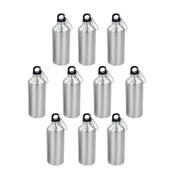 PreAsion 10pcs 600ml Water Bottle with Safe Lock Aluminium Silver