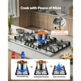 thumbnail image 4 of KFFKFF 36-Inch Gas Cooktop with 5 Burners, 38300 BTU Stainless Steel Built-in Stove, Dual Fuel LPG/NG Convertible with Dual-Ring Burner for Kitchens, Apartments, and RVs, 4 of 9