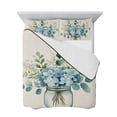 thumbnail image 7 of Teal Spring Floral Twin XL Size Down Alternative Comforter, Lightweight Comforter Quilt Bedding Set with Pillow Shams Watercolor Summer Flowers Vintage All Seasons Bed Comforter Duvet Insert 68"x98", 7 of 7