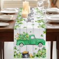 thumbnail image 3 of Table Runners 72 Inches Long Dress Scarves, St. Patrick's Day Farmhouse Kitchen Table Runner, Coffee Tablerunners, Green Truck Lucky Shamrocks Rustic Wooden 14x72 Inch, 3 of 9