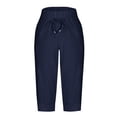 thumbnail image 3 of Women's Capri Sweat Pants Joggers Low Rise Drawstring Summer Casual Workout Cropped Pants Slim Fit Knee Length Trousers, 3 of 5