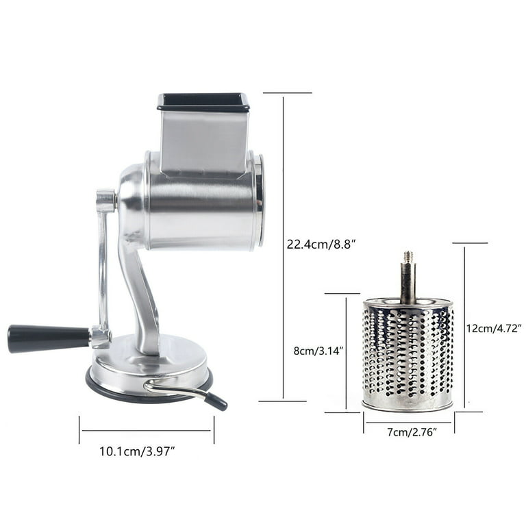 TFCFL Stainless Steel Kitchen Rotary Grater Manual Drum Grater Vegetable  Cutter Nuts Mill w/ 5 Drums