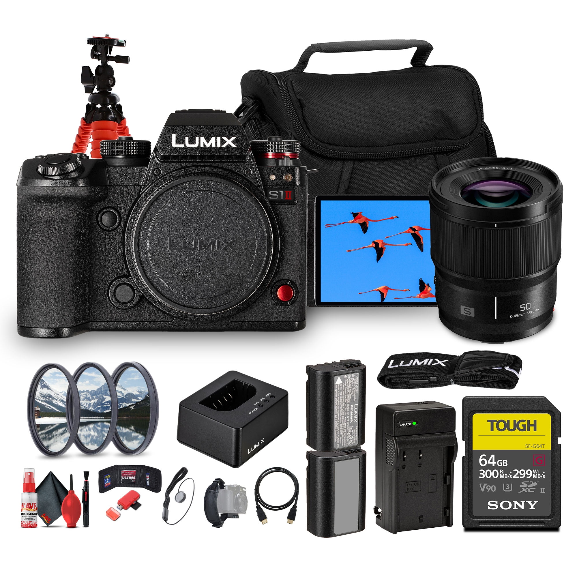 Panasonic LUMIX G7 DSLR, 4K Ultra HD, 14-42mm Lens, 64GB SDXC