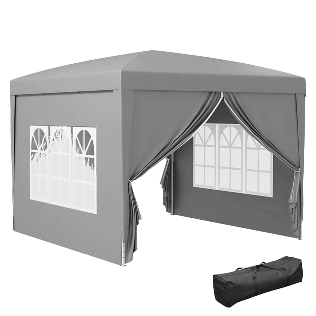 Outsunny 10'x10' Outdoor Pop Up Party Tent with Carrying Bag Light Grey