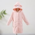 thumbnail image 1 of YUNAFFT Kids Hooded Bathrobe Long Sleeve Pockets Soft Absorbent Robe Cozy Home Loungewear, 1 of 3