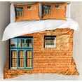thumbnail image 1 of Industrial Duvet Cover Set Queen Size, Discarded Ruin with Old Windows and Wall Aged Construction in Suburbs Print, Decorative 3 Piece Bedding Set with 2 Pillow Shams, Multicolor, by Ambesonne, 1 of 3
