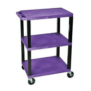 Luxor 18" x 24" x 34" Tuffy Three Shelf Flat Utility Cart - Purple With Black Legs