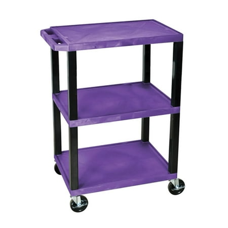 Luxor 18" x 24" x 34" Tuffy Three Shelf Flat Utility Cart - Purple With Black Legs