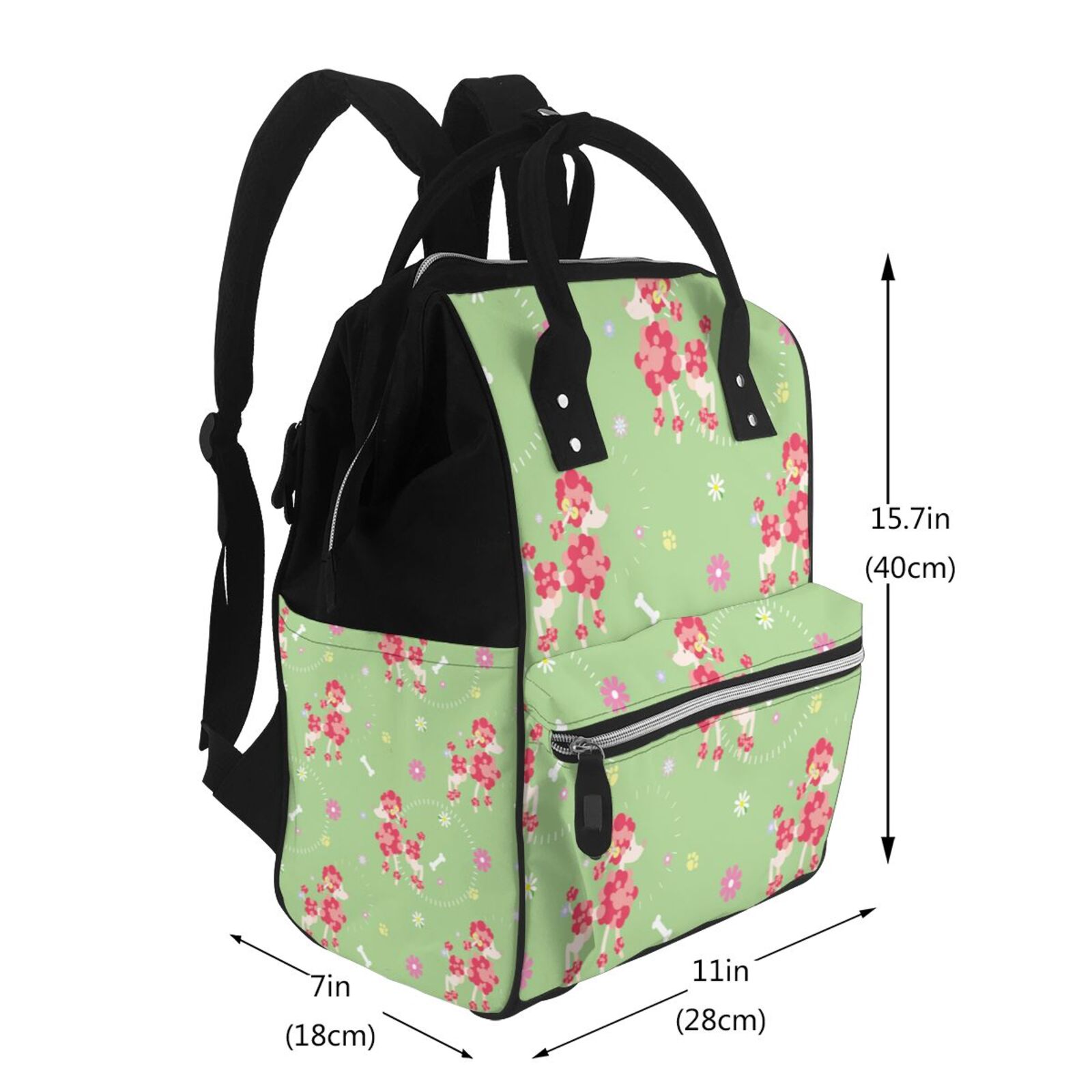 Fuzoiu Cute Poodle Dog Print Diaper Bag Backpack,Baby Essentials Travel Tote,Multi function Waterproof Diaper Bag, Travel Essentials Baby Bag - Unisex