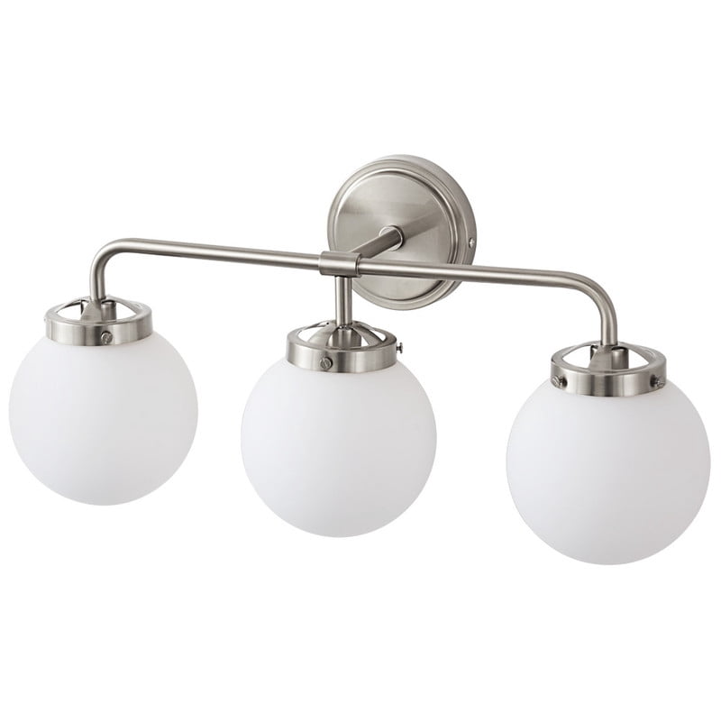 Deyidn 3 Light Pale Gold Bathroom Vanity Light with White Globe Glass Shade Modern Bathroom Wall E12 Bulb