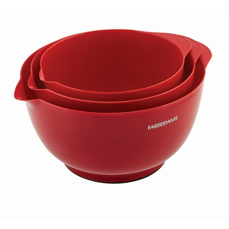 Farberware Classic Set of 3 Plastic Mixing Bowls, Red - Walmart.com - Walmart.com