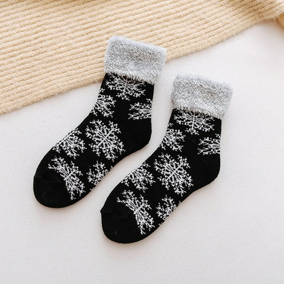 Tittly Slouch Socks Crew Socks for Women Women Winter Thickened Plush Socks Nonslip Floor Socks Socking Cute Socks Crew Socks Black One Size