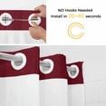 thumbnail image 5 of Pure Red Wine No Hook Shower Curtain Waterproof, Bathroom Curtains with Snap in Liners and See Through Top Window, Simple Solid Color Hotel Style Bathtub Curtains Shower 60"Wx72"L, 5 of 8