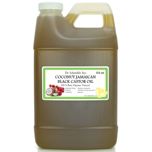 Dr Adorable - 64 oz - Coconut Jamaican Black Castor Oil - 100% Pure Organic Cold Pressed Natural