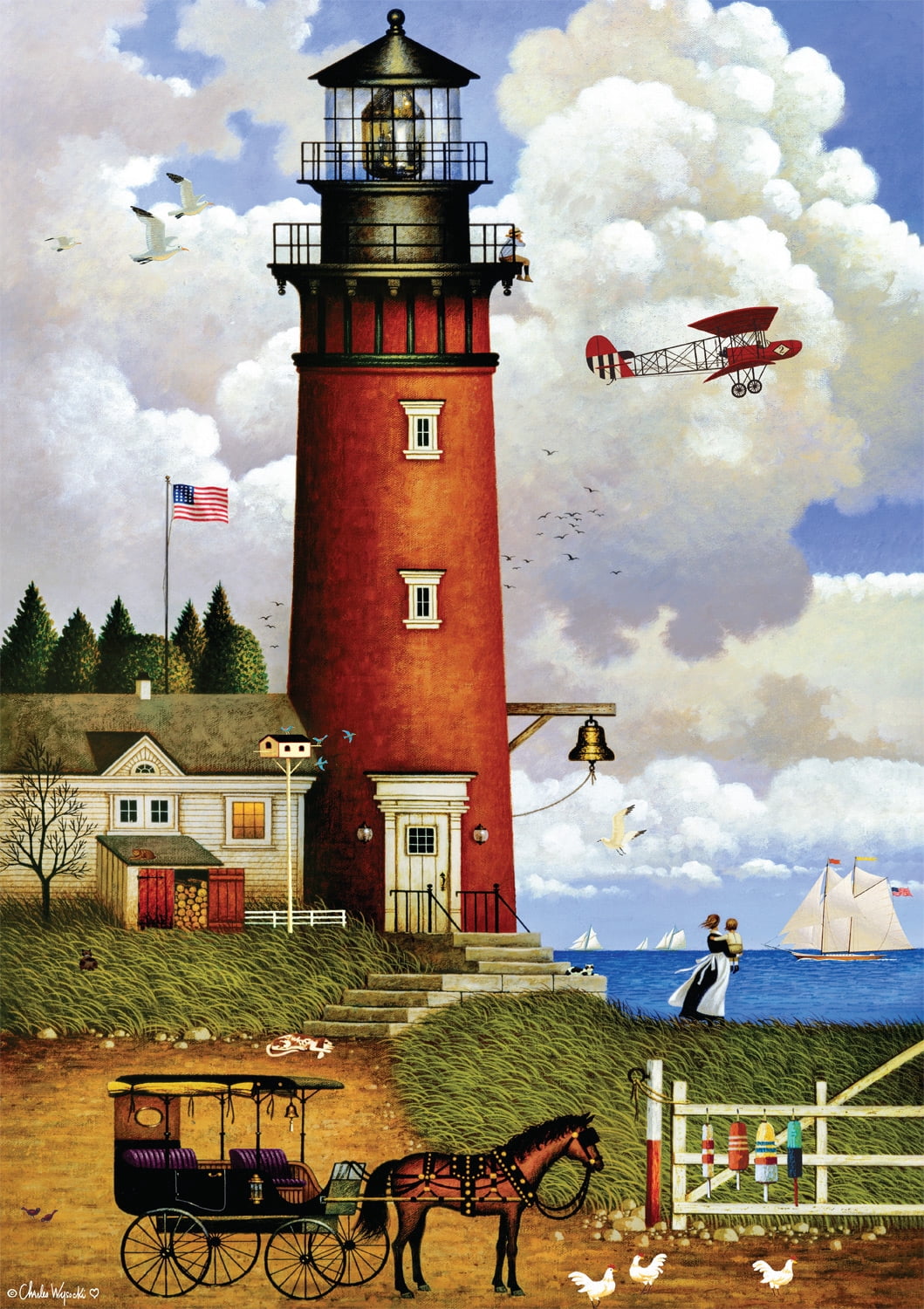 Buffalo Games 300-Piece Charles Wysocki Daddy's Coming Home Adult Interlocking Jigsaw Puzzle