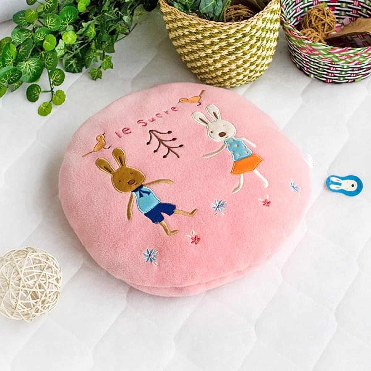 [Sugar Rabbit - Round Pink02] Blanket Pillow Cushion / Travel Pillow Blanket (31