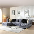 thumbnail image 2 of Maklaine Modern U-Shaped Velvet Sectional Sofa with 6 Pillows in Gray, 2 of 7