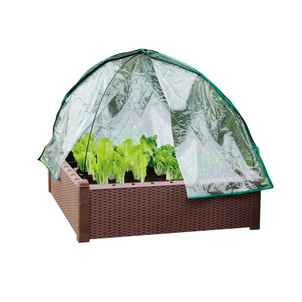 Plastic Raised Garden Bed with PVC Cover, 39" x 39" x 43.3"