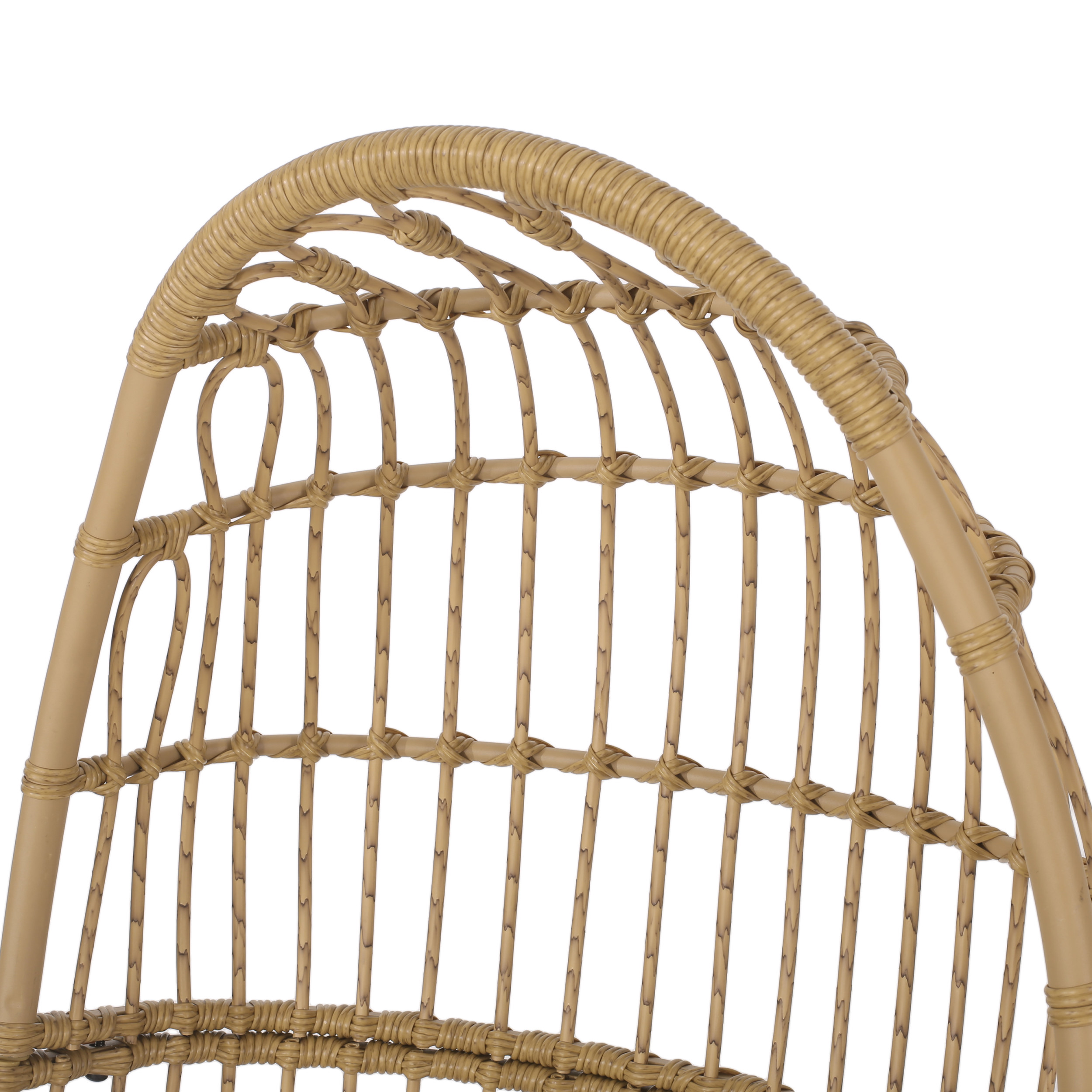 Shelton Wicker Outdoor Basket Chair with Cushion, Beige and Light Brown