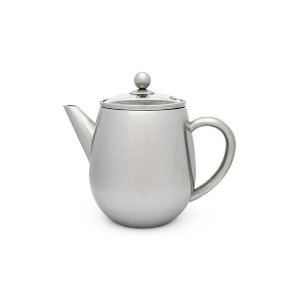 Bredemeijer Eva 37oz Double Wall Teapot Stainless Steel