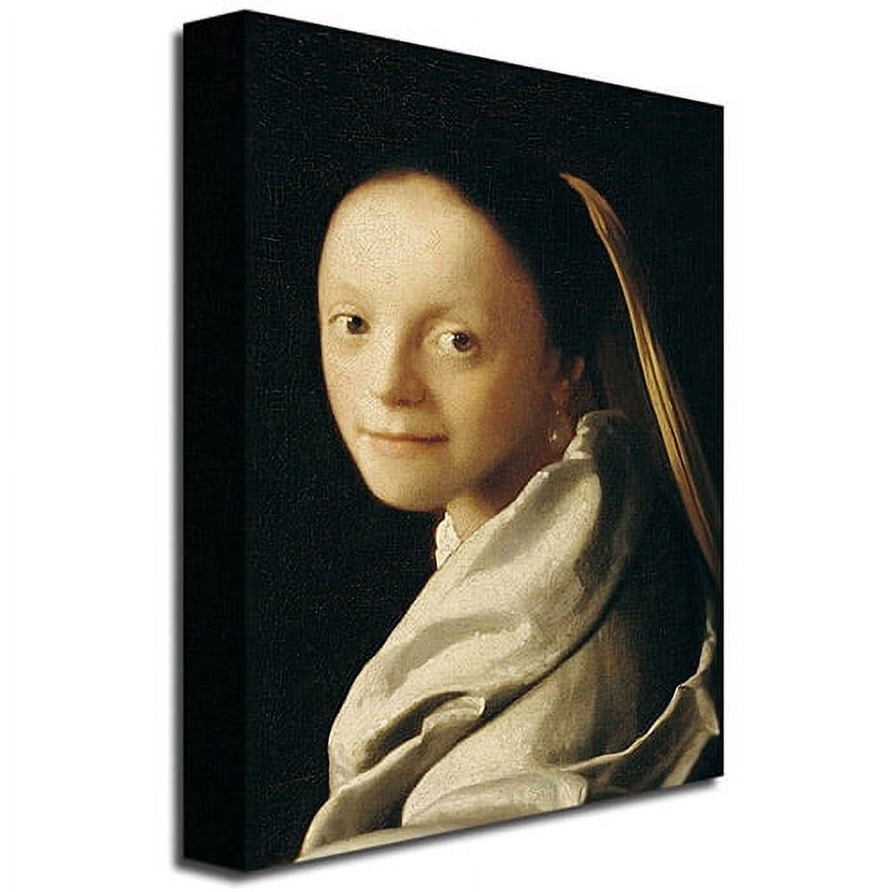 Trademark Fine Art "Portrait Of A Young Woman" Canvas Wall Art by Jan Vermeer