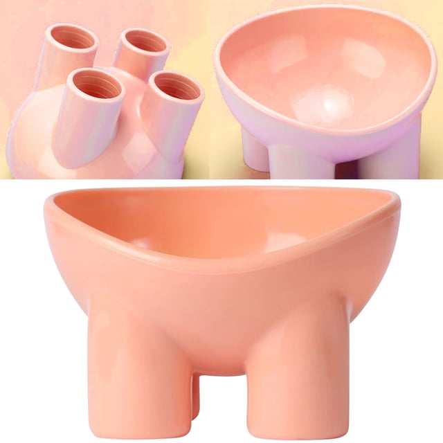 Plato Elevado para Mascotas, Recipiente de Alimentación Elevado con Diseño Inclinado, Base Antideslizante, 13.5 x 9 x 7.8 cm, Plástico, para Gatos y Perros Pequeños