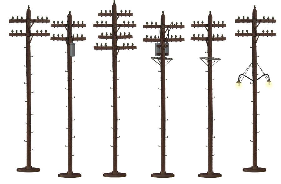 Lionel 637939 O Scale Detailed Telephone Poles (Pack of 6)