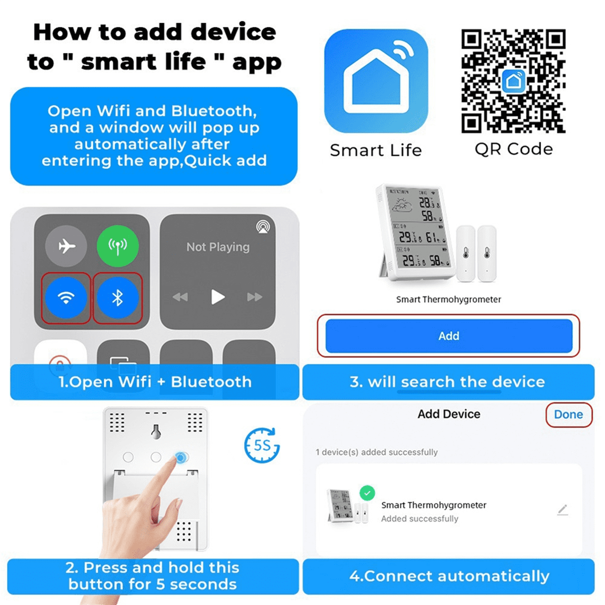 WiFi Smart Temperature Humidity Monitor with Sensor APP Remote Control Digital Temperature Humidity Sensor Voice Control