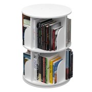 2 Tier 360° Rotating Stackable Shelves Bookshelf Organizer (White)