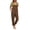 c01Brown, variant on Women's Overalls Cotton Solid Color Casual Bib Jumpsuit Summer Baggy Adjustable Strap Romper with Four Pockets White XL