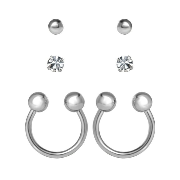 Body Jewelry Women's 16G Sterling Silver Snake Bite & Monroe Labret Piercing Set, 6-Pack