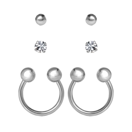 Body Jewelry Women's Sterling Silver 16G Snake Bite & Monroe Labret Piercing Set, 6-Pack