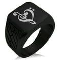 thumbnail image 1 of Stainless Steel Treble Bass Clef Musical Heart Geometric Pattern Biker Style Polished Ring, 1 of 1