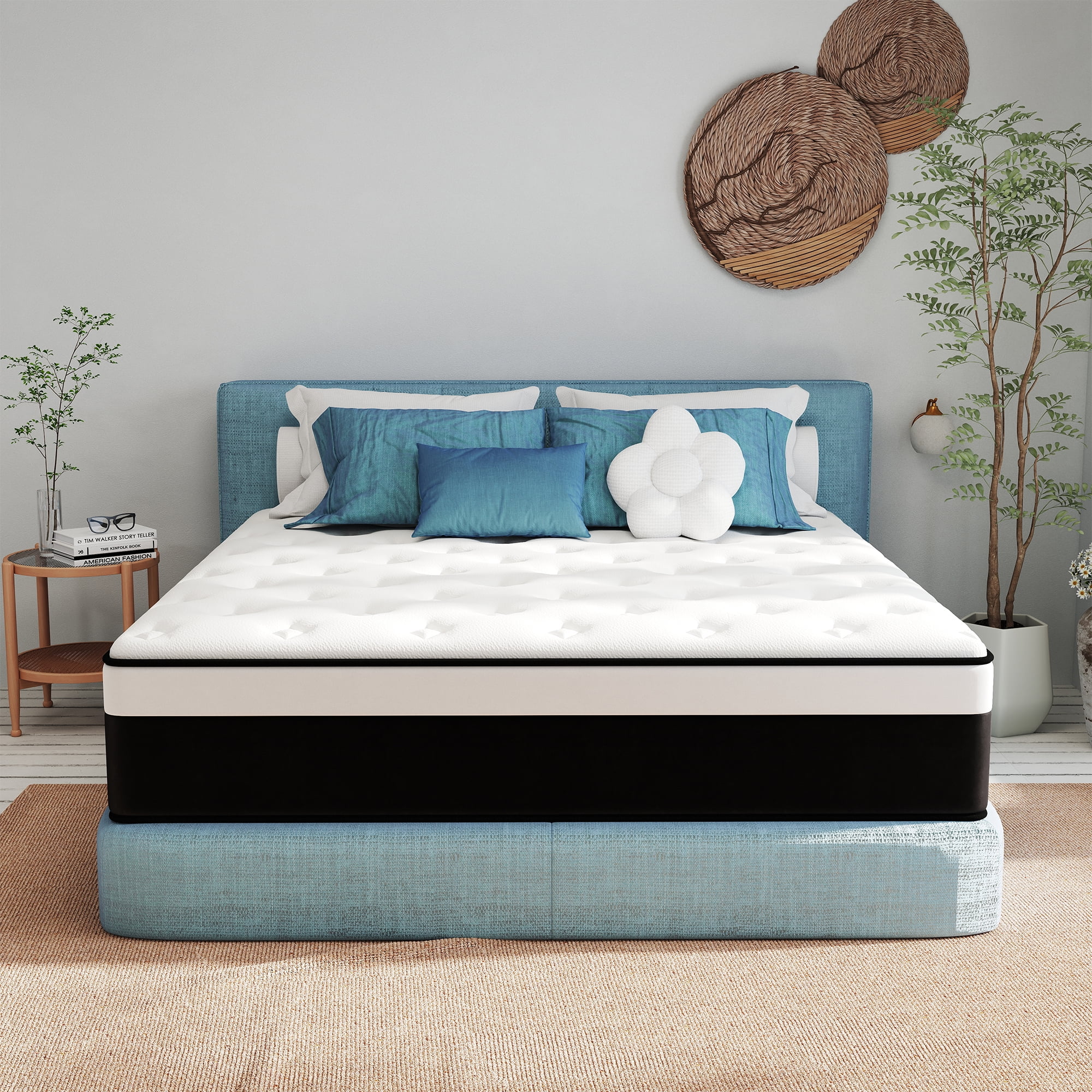 Yilicy 12 inch Queen Mattress Cooling Gel Memory Foam Hybrid Mattress in a box, Pocketed, Medium
