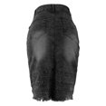 thumbnail image 4 of Women Wash Denim Skirt High Waist Slit Calf Skirt with Pockets Buton Down Jean Dress, 4 of 5