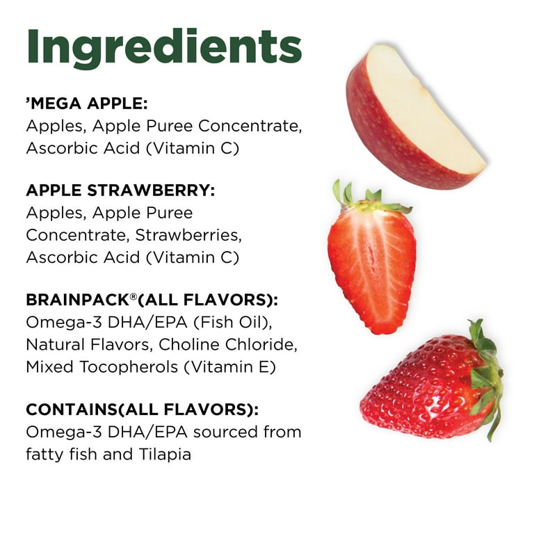 apple！！！ Brainiac Brain Squeezers Applesauce with Omega-3s, 'Mega