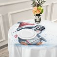 thumbnail image 6 of 60 Inch Round Tablecloth with White Lace Trim Fall Table Cover for Elegant Dining Decor Penguin Holding Candy Cane, 6 of 8