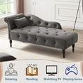 thumbnail image 4 of Holaki 60.6" Velvet Chaise Lounge Buttons Tufted Nailhead Trimmed Solid Wood Legs with 1 Pillow,Grey, 4 of 7