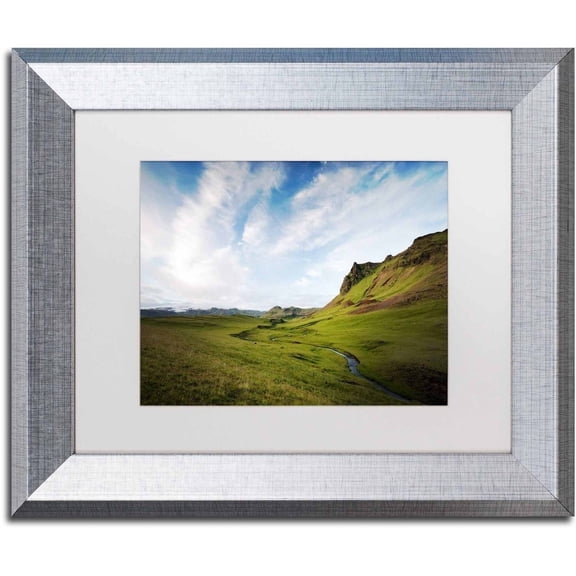 Trademark Fine Art 'Icelandic Green' Canvas Art by Philippe Sainte-Laudy, White Matte, Silver Frame