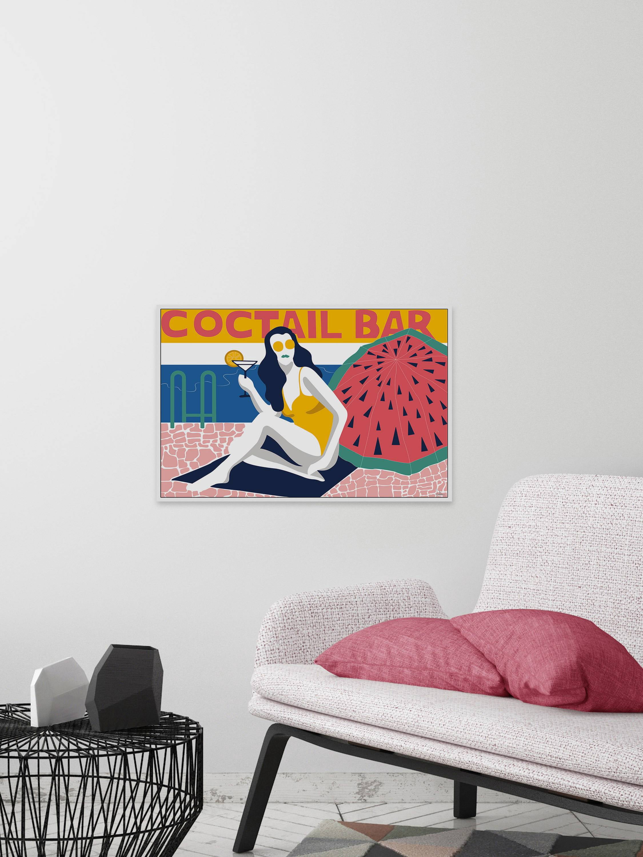 Cocktail Bar Floater Framed Painting Print on Canvas