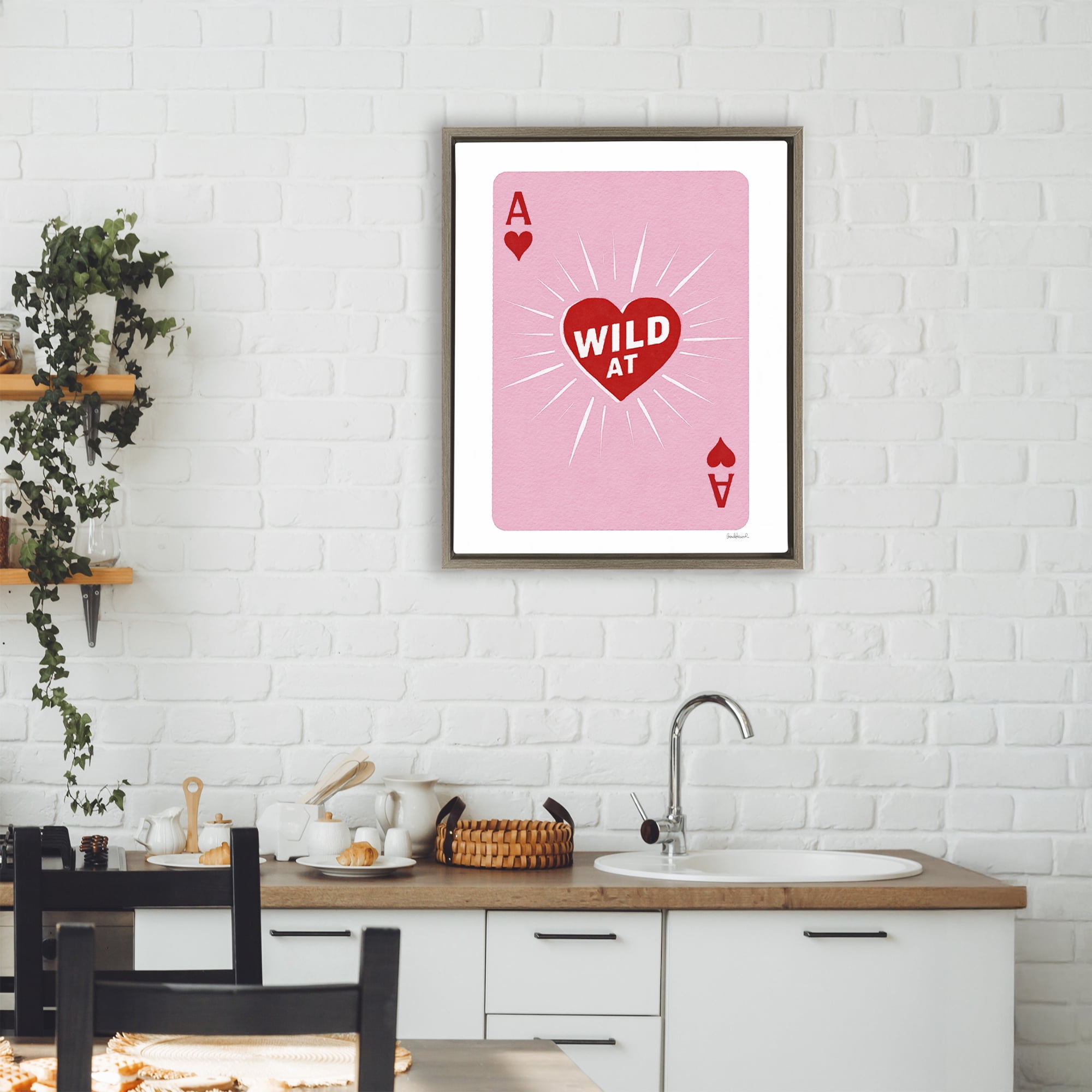 Wild At Heart Card Brown Framed Floater Canvas Wall Art, design by Amanda Greenwood