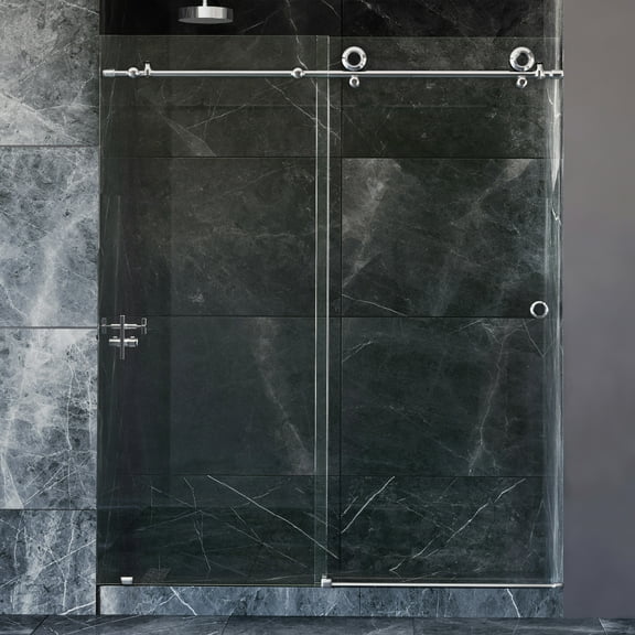 Seawin Hugo 44 - 48 x 78 inches Frameless Sliding Shower Door 3/8 in. (10 mm) Clear Tempered Glass with NanoShield Coating Polished Stainless