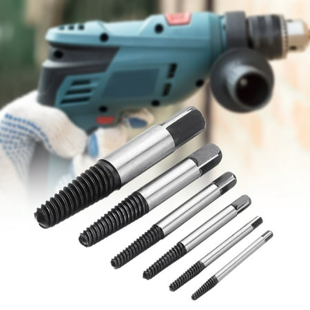

XWQ 6Pcs Damaged Screw Extractor Drill Bit Broken Bolt Remover Studs Stripped Tool