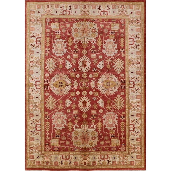 Ahgly Company Indoor Rectangle Mid-Century Modern Brown Sand Brown Oriental Area Rugs, 6' x 9'