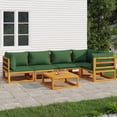 thumbnail image 1 of vidaXL 6 Piece Garden Lounge Set with Green Cushions Solid Wood, 1 of 4
