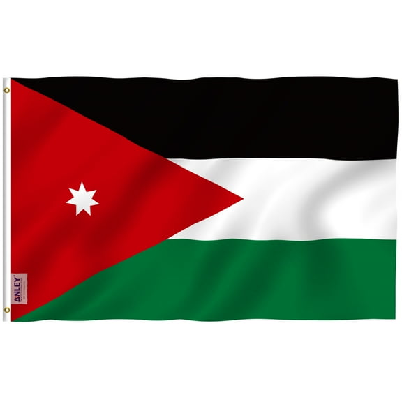 ANLEY 3 ft x 5 ft Polyester Jordan Flag - Hashemite Kingdom of Jordan Flags