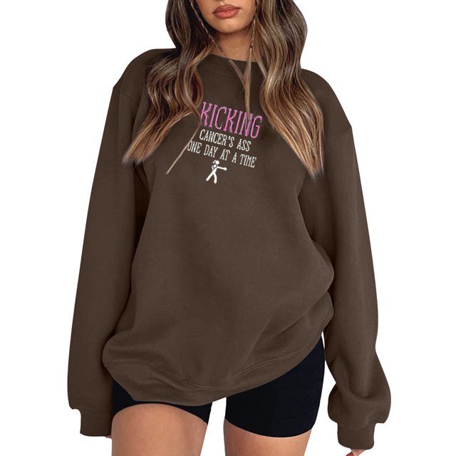 Gibobby Sudadera oversize mujer Sudadera de Manga Larga con Cuello Redondo y Ajuste clásico Sudadera para Mujer(Marrón,XG)